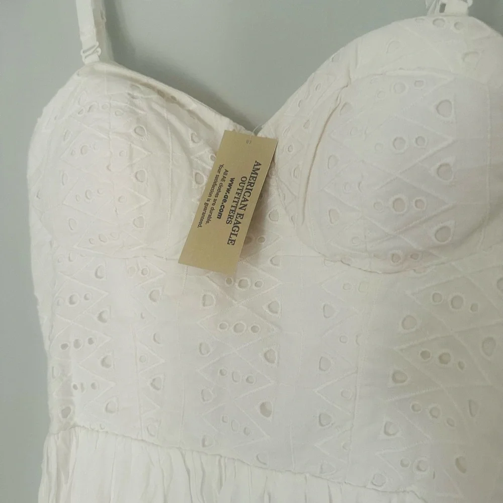 American Eagle Outfitters White and Pink Mini Dress